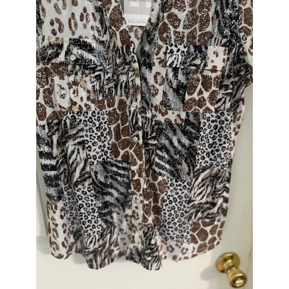 NWT Emily Daniels Animal Patchwork Knit Top Size M - Picture 2 of 4